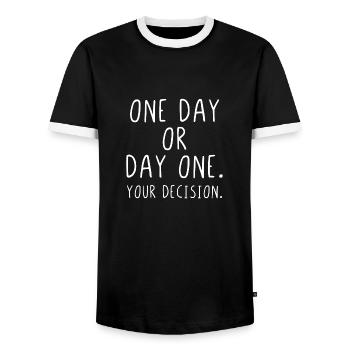 Un jour ou un premier jour votre décision - T-shirt contrasté Homme - noir/blanc - Devant - AI Model Female 172 light (172cm) & AI Model Male 178 light (178cm)