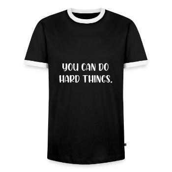 Vous pouvez faire des choses difficiles - T-shirt contrasté Homme - noir/blanc - Devant - AI Model Female 172 light (172cm) & AI Model Male 178 light (178cm)