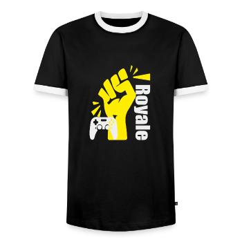 Victory Royale - Men's Ringer Shirt - black/white - Front - AI Model Female 172 light (172cm) & AI Model Male 178 light (178cm)