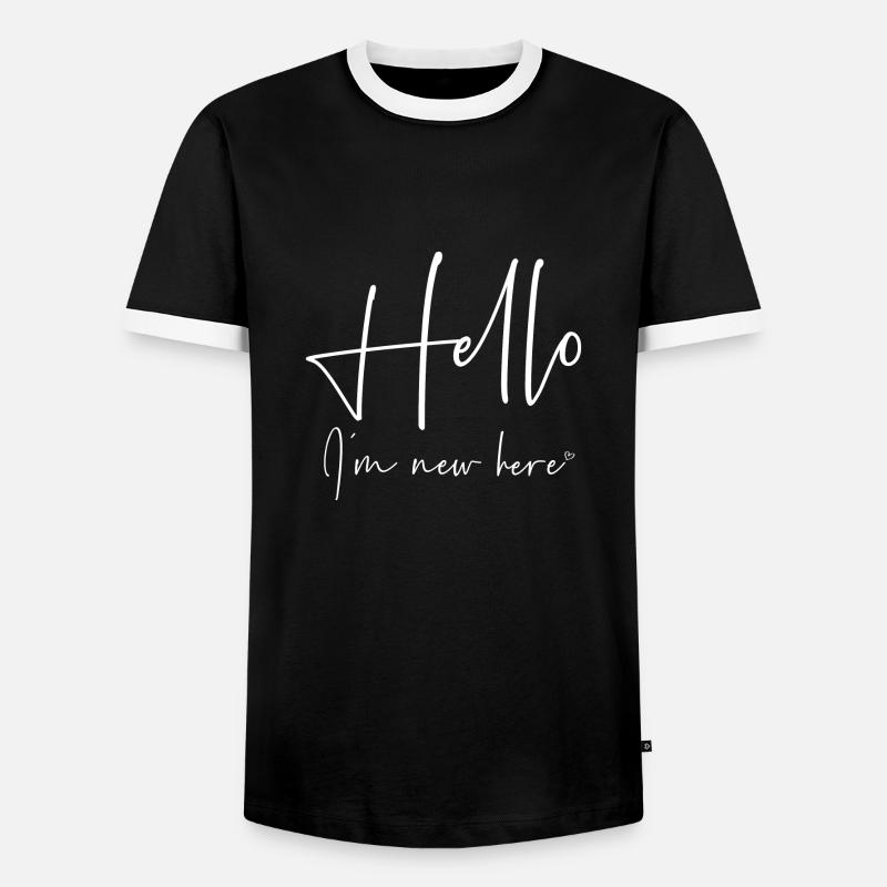 Hello im new here - Men's Ringer Shirt - black/white