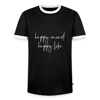 heureux vie heureuse - T-shirt contrasté Homme - noir/blanc - Devant - AI Model Female 172 light (172cm) & AI Model Male 178 light (178cm)