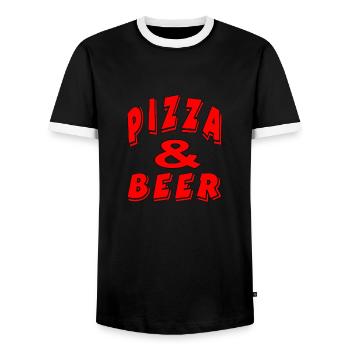 Pizza - T-shirt contrasté Homme - noir/blanc - Devant - AI Model Female 172 light (172cm) & AI Model Male 178 light (178cm)
