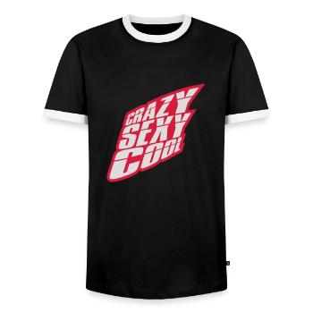crazy sexy cool Design - Männer Kontrast-T-Shirt - Schwarz/Weiß - Vorne - AI Model Female 172 light (172cm) & AI Model Male 178 light (178cm)