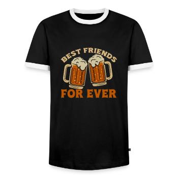Bier - Männer Kontrast-T-Shirt - Schwarz/Weiß - Vorne - AI Model Female 172 light (172cm) & AI Model Male 178 light (178cm)
