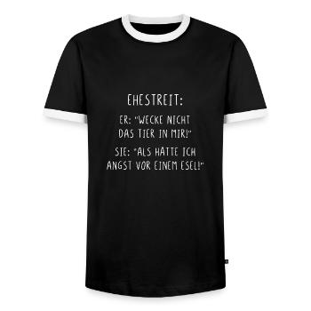 Ehestreit Wecke nicht das Tier in mir Esel - Männer Kontrast-T-Shirt - Schwarz/Weiß - Vorne - AI Model Female 172 light (172cm) & AI Model Male 178 light (178cm)