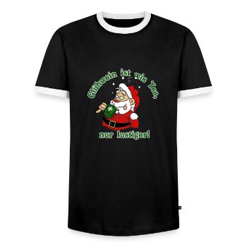 GlühweinTee2 1 - Männer Kontrast-T-Shirt - Schwarz/Weiß - Vorne - AI Model Female 172 light (172cm) & AI Model Male 178 light (178cm)