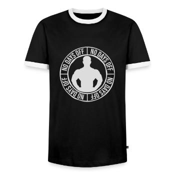no days off Zitat - Männer Kontrast-T-Shirt - Schwarz/Weiß - Vorne - AI Model Female 172 light (172cm) & AI Model Male 178 light (178cm)