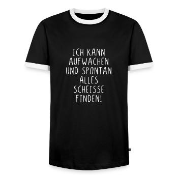 Ich kann aufwachen und spontan alle scheiße finden - Männer Kontrast-T-Shirt - Schwarz/Weiß - Vorne - AI Model Female 172 light (172cm) & AI Model Male 178 light (178cm)