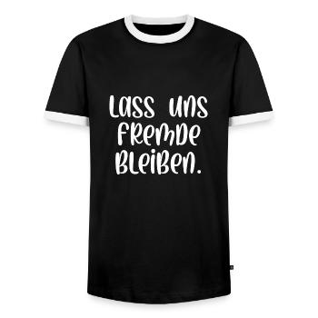 Lass uns Fremde bleiben - Männer Kontrast-T-Shirt - Schwarz/Weiß - Vorne - AI Model Female 172 light (172cm) & AI Model Male 178 light (178cm)