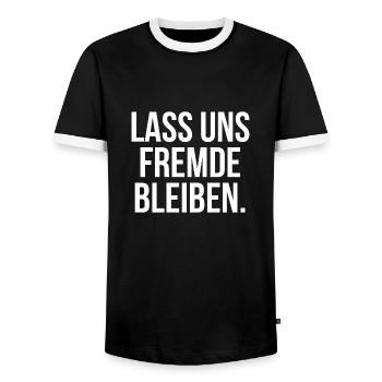 Lass uns Fremde bleiben - Männer Kontrast-T-Shirt - Schwarz/Weiß - Vorne - AI Model Female 172 light (172cm) & AI Model Male 178 light (178cm)