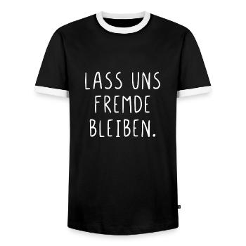 Lass uns Fremde bleiben - Männer Kontrast-T-Shirt - Schwarz/Weiß - Vorne - AI Model Female 172 light (172cm) & AI Model Male 178 light (178cm)