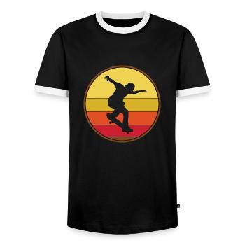 Skateboarder Skateboard Skater - Men's Ringer Shirt - black/white - Front - AI Model Female 172 light (172cm) & AI Model Male 178 light (178cm)