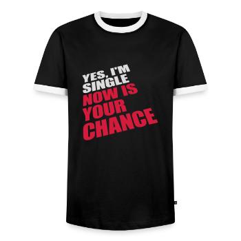 single now your chance - Männer Kontrast-T-Shirt - Schwarz/Weiß - Vorne - AI Model Female 172 light (172cm) & AI Model Male 178 light (178cm)