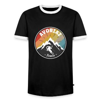 Skifahren in Frankreich Avoriaz - Männer Kontrast-T-Shirt - Schwarz/Weiß - Vorne - AI Model Female 172 light (172cm) & AI Model Male 178 light (178cm)