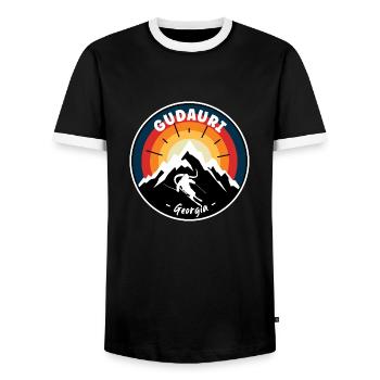 Skifahren Gudauri Georgia Vintage - Männer Kontrast-T-Shirt - Schwarz/Weiß - Vorne - AI Model Female 172 light (172cm) & AI Model Male 178 light (178cm)