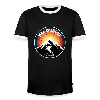 Skifahren im Val d'Isere Frankreich Vintage - Männer Kontrast-T-Shirt - Schwarz/Weiß - Vorne - AI Model Female 172 light (172cm) & AI Model Male 178 light (178cm)