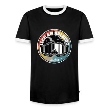Skifahren in Lech am Arlberg Österreich - Männer Kontrast-T-Shirt - Schwarz/Weiß - Vorne - AI Model Female 172 light (172cm) & AI Model Male 178 light (178cm)