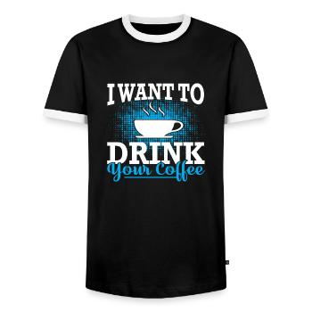 Je veux boire votre café - T-shirt contrasté Homme - noir/blanc - Devant - AI Model Female 172 light (172cm) & AI Model Male 178 light (178cm)