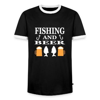 Angling - Men's Ringer Shirt - black/white - Front - AI Model Female 172 light (172cm) & AI Model Male 178 light (178cm)