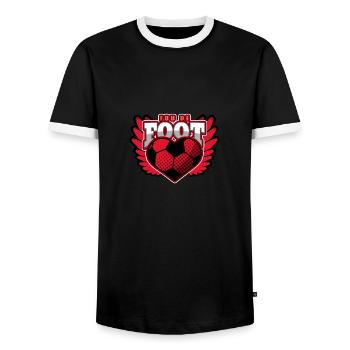 FOU DE FOOT ! - Jeux de mots - Francois Ville - T-shirt contrasté Homme - noir/blanc - Devant - AI Model Female 172 light (172cm) & AI Model Male 178 light (178cm)