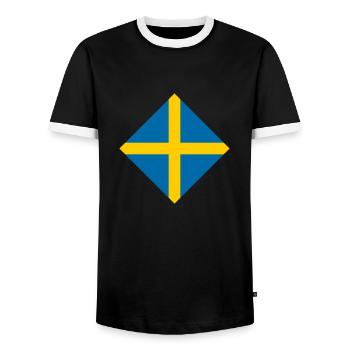 Schweden - Männer Kontrast-T-Shirt - Schwarz/Weiß - Vorne - AI Model Female 172 light (172cm) & AI Model Male 178 light (178cm)
