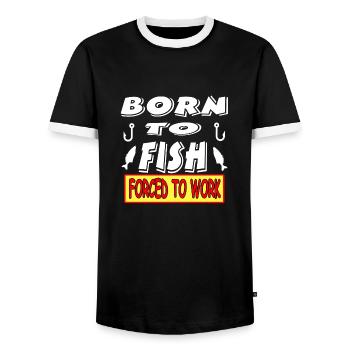 fishing - Men's Ringer Shirt - black/white - Front - AI Model Female 172 light (172cm) & AI Model Male 178 light (178cm)