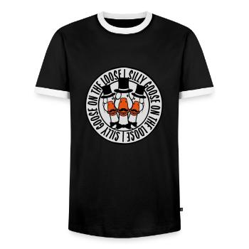 goose on the loose - Männer Kontrast-T-Shirt - Schwarz/Weiß - Vorne - AI Model Female 172 light (172cm) & AI Model Male 178 light (178cm)