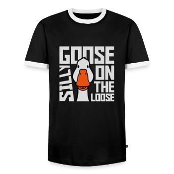 goose on the loose - Männer Kontrast-T-Shirt - Schwarz/Weiß - Vorne - AI Model Female 172 light (172cm) & AI Model Male 178 light (178cm)