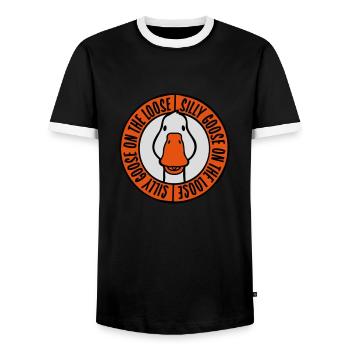 goose on the loose - Männer Kontrast-T-Shirt - Schwarz/Weiß - Vorne - AI Model Female 172 light (172cm) & AI Model Male 178 light (178cm)