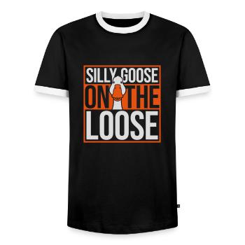 goose on the loose - Männer Kontrast-T-Shirt - Schwarz/Weiß - Vorne - AI Model Female 172 light (172cm) & AI Model Male 178 light (178cm)