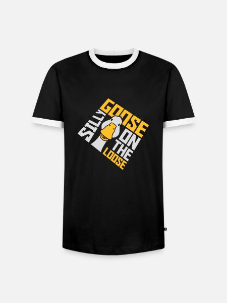 goose on the loose - Men's Ringer Shirt - black/white