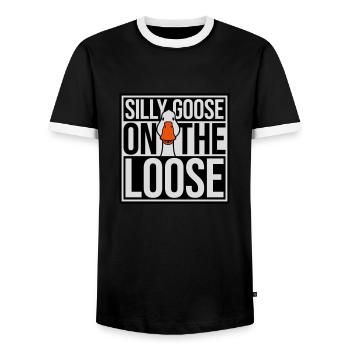 goose on the loose - Männer Kontrast-T-Shirt - Schwarz/Weiß - Vorne - AI Model Female 172 light (172cm) & AI Model Male 178 light (178cm)