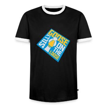 goose on the loose - Männer Kontrast-T-Shirt - Schwarz/Weiß - Vorne - AI Model Female 172 light (172cm) & AI Model Male 178 light (178cm)