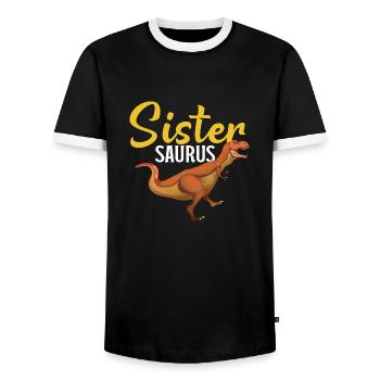 Dinosaurs 3 - Men's Ringer Shirt - black/white - Front - AI Model Female 172 light (172cm) & AI Model Male 178 light (178cm)