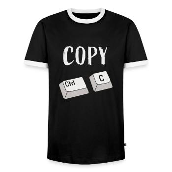 Ctrl C Copy - Men's Ringer Shirt - black/white - Front - AI Model Female 172 light (172cm) & AI Model Male 178 light (178cm)