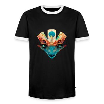 Flowerbeast 11 - by Art Vindeyre - T-shirt contrasté Homme - noir/blanc - Devant - AI Model Female 172 light (172cm) & AI Model Male 178 light (178cm)