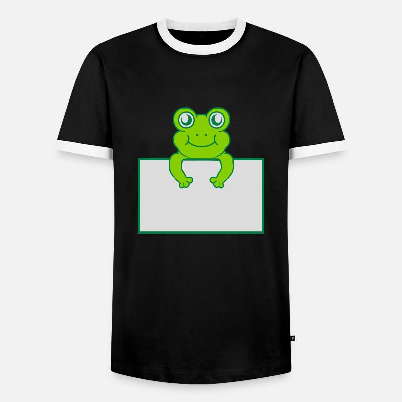 Text present frog shield - Men's Ringer Shirt - black/white