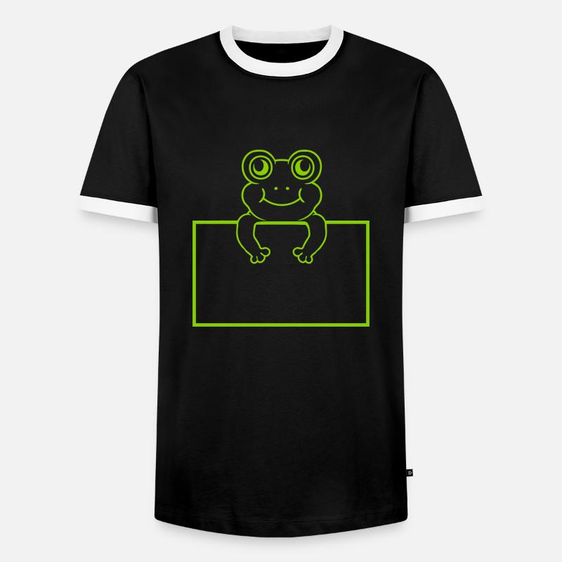 Shield show comic frog - Men's Ringer Shirt - black/white
