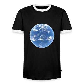 Neptune Water and Clouds Planet - Men's Ringer Shirt - black/white - Front - AI Model Female 172 light (172cm) & AI Model Male 178 light (178cm)