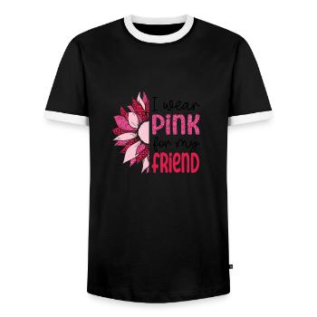 Save the Boobies friend - Men's Ringer Shirt - black/white - Front - AI Model Female 172 light (172cm) & AI Model Male 178 light (178cm)