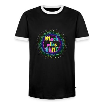 Mach alles Bunt die Welt braucht mehr Farben - Männer Kontrast-T-Shirt - Schwarz/Weiß - Vorne - AI Model Female 172 light (172cm) & AI Model Male 178 light (178cm)
