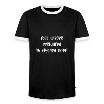 Mal wieder verlaufen im eigenen Kopf - Männer Kontrast-T-Shirt - Schwarz/Weiß - Vorne - AI Model Female 172 light (172cm) & AI Model Male 178 light (178cm)