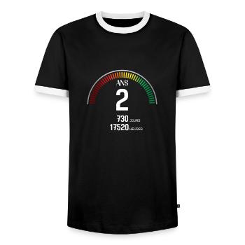 Anniversaire 2 ans Compteur - T-shirt contrasté Homme - noir/blanc - Devant - AI Model Female 172 light (172cm) & AI Model Male 178 light (178cm)