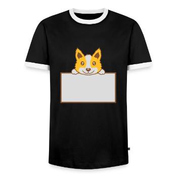Schild zeigender braver Hund - Männer Kontrast-T-Shirt - Schwarz/Weiß - Vorne - AI Model Female 172 light (172cm) & AI Model Male 178 light (178cm)