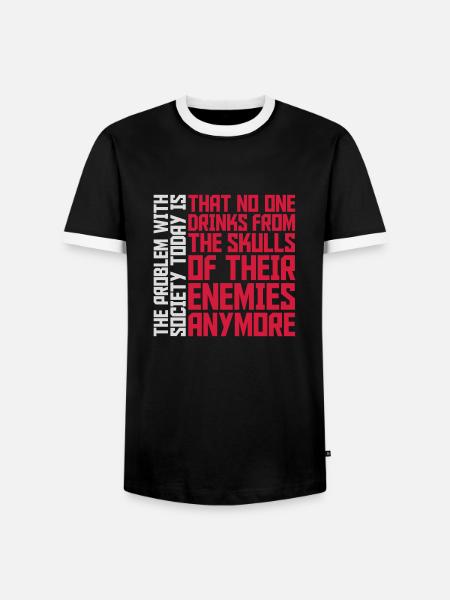 drinks from enemies skulls - Men's Ringer Shirt - black/white