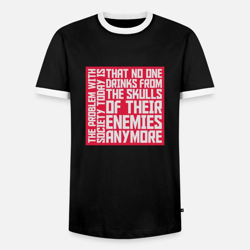 drinks from enemies skulls - Men's Ringer Shirt - black/white