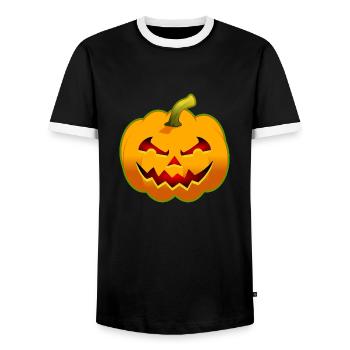 Halloween Pumpkin - Scary - Men's Ringer Shirt - black/white - Front - AI Model Female 172 light (172cm) & AI Model Male 178 light (178cm)