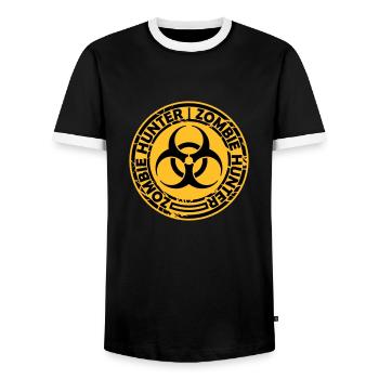 zombie hunter Halloween quote - Men's Ringer Shirt - black/white - Front - AI Model Female 172 light (172cm) & AI Model Male 178 light (178cm)