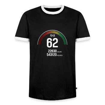 Anniversaire 62 ans Compteur - T-shirt contrasté Homme - noir/blanc - Devant - AI Model Female 172 light (172cm) & AI Model Male 178 light (178cm)