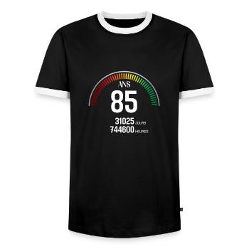 Anniversaire 85 ans Compteur - T-shirt contrasté Homme - noir/blanc - Devant - AI Model Female 172 light (172cm) & AI Model Male 178 light (178cm)
